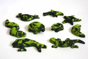 	Kinderklettergriffe 9 Klettergriffe in Tierform gr�n-schwarz