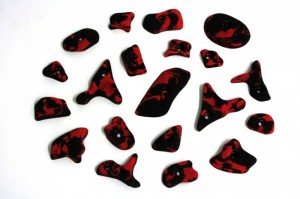 20 Klettergriffe im Set, auch f�r Kinder geeignet rot-schwarz
